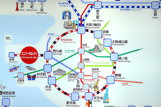 JR大阪環状線とゆめ咲線の路線図