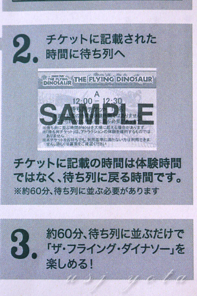 ザ・フライング・ダイナソーの待ち列短縮システム