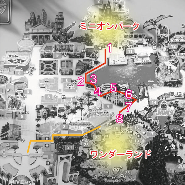 セーフティエリアをつなぐ誘導通路