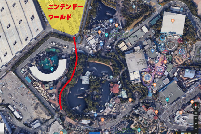 ウォーターワールドから見えるニンテンドーワールド