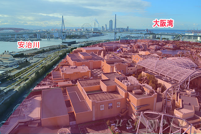 USJと大阪湾、安治川の位置関係