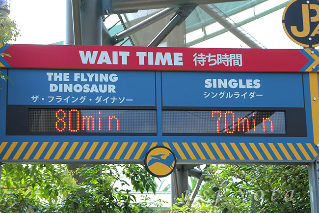 ザ・フライング・ダイナソーの待ち時間