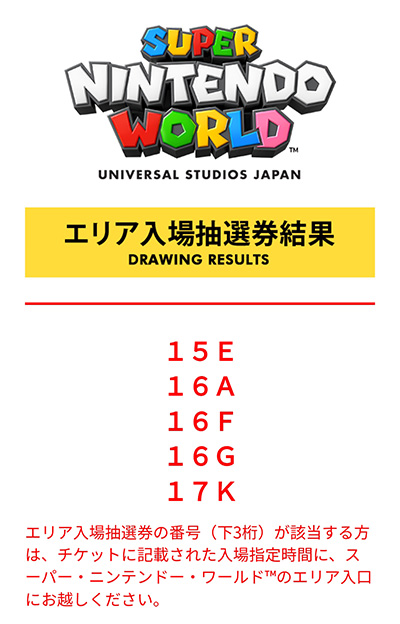 USJニンテンドーワールド抽選券抽選結果