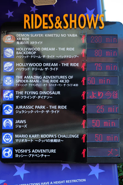 アトラクションの待ち時間