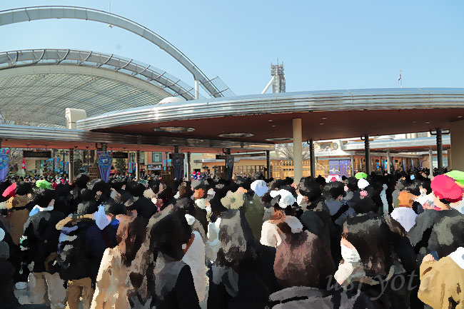 入場ゲート付近の混雑