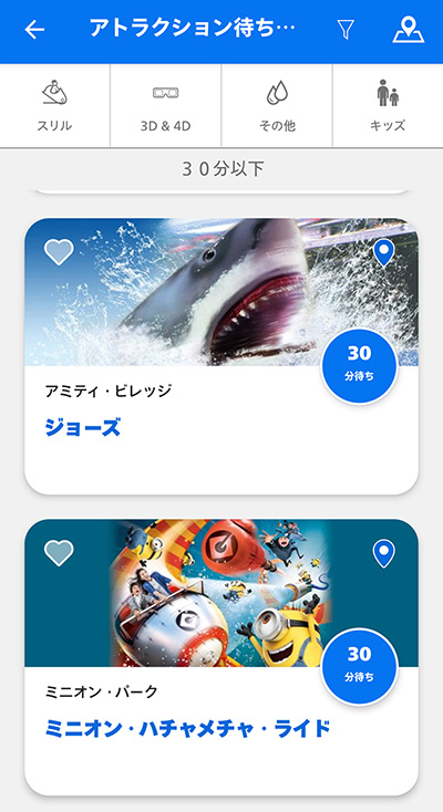 アトラクションの待ち時間