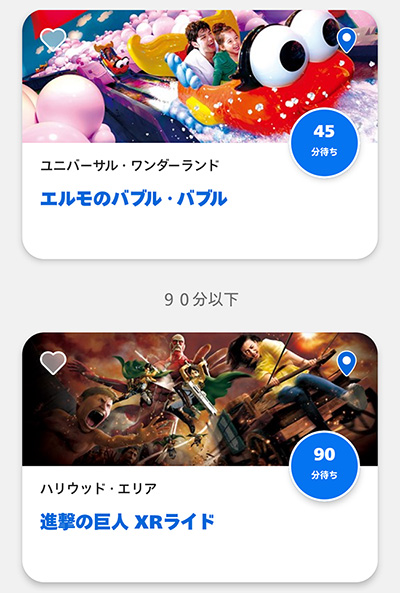 アトラクションの待ち時間