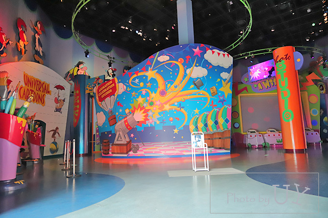 おさるのジョージのアトラクション出口にある無料のゲームコーナー