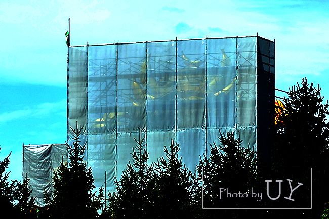 ハリーポッターエリアから見えるニンテンドーワルドのドンキーコングエリア