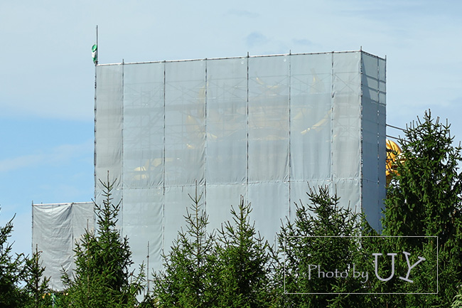 ハリーポッターエリアから見えるニンテンドーワルドのドンキーコングエリア