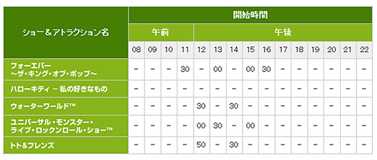 ショースケジュール