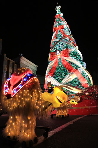 クリスマスツリーとマジカル・スターライト・パレード